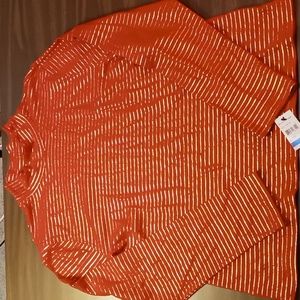 Studio Works Red Long Sleeve Raised Collar w Gold Foil Stripes XL NWT